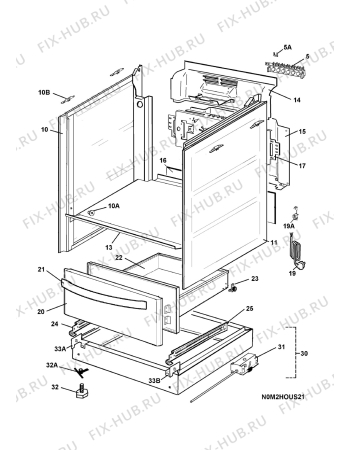 Взрыв-схема плиты (духовки) Electrolux EKC60010 400V - Схема узла H10 Chassis